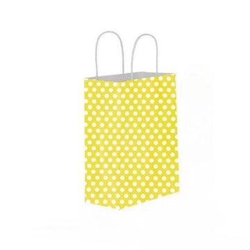 Yellow Polka-Dot Kraft Paper Bag Twisted Handles 20x22x10cm