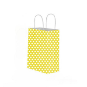 Yellow Polka-Dot Kraft Paper Bag with Twisted Handle 20x22x10cm
