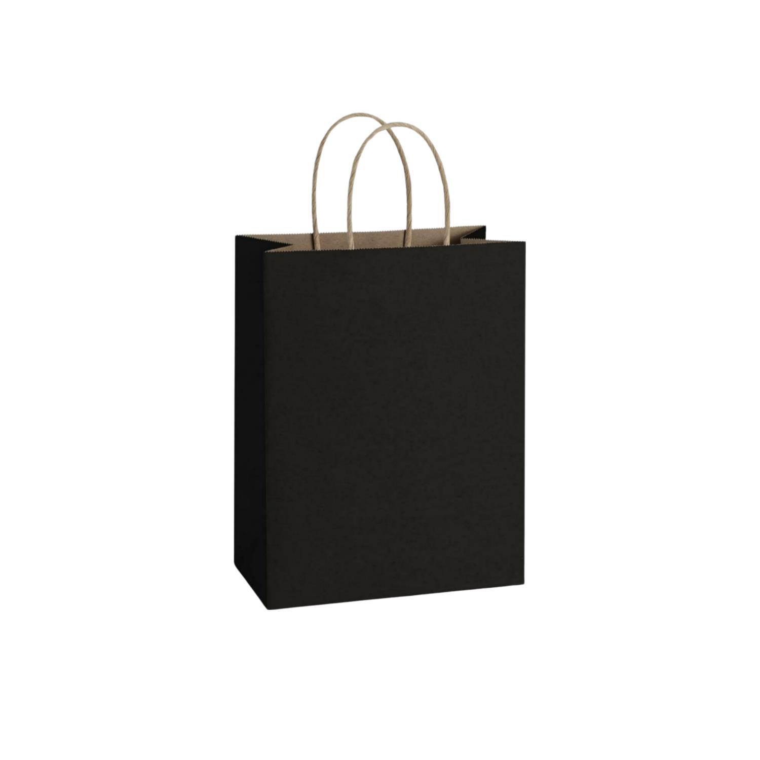 Kraft Twisted-Handle Black Paper Bag 20x24x10cm 90gsm Recyclable