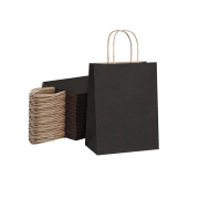 Kraft Twisted-Handle Black Paper Bag 20x24x10cm 90gsm Recyclable