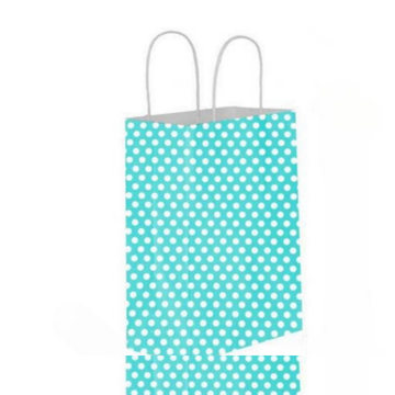 Blue Polka-Dot Kraft Paper Bag with Twisted Handles 25×31×12 cm