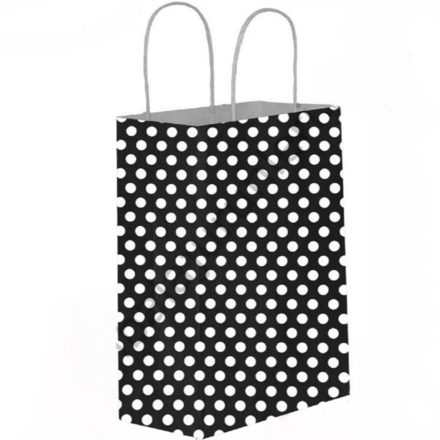 Black Polka Dot Kraft Paper Bag with Twist Handles, 32x40x12cm