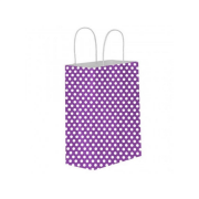 Purple Polka Dot Kraft Paper Bag with Twisted Handles