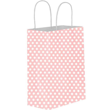 Pink Polka Dot Kraft Paper Bag with Twist Handle 32x40x12cm