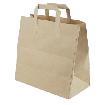 Kraft Flat-Handle Paper Carrier Bag Size 27x29x16 cm
