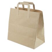 Kraft Flat-Handle Paper Carrier Bag Size 27x29x16 cm