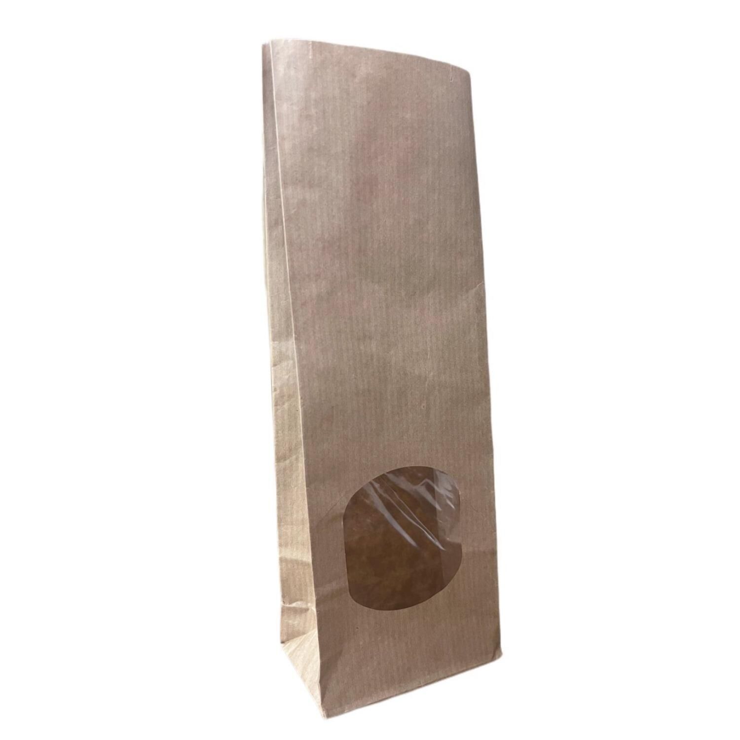 Kraft Windowed Gusset Paper Bags for Coffee, Nuts – 10.5x29.5x6.5cm