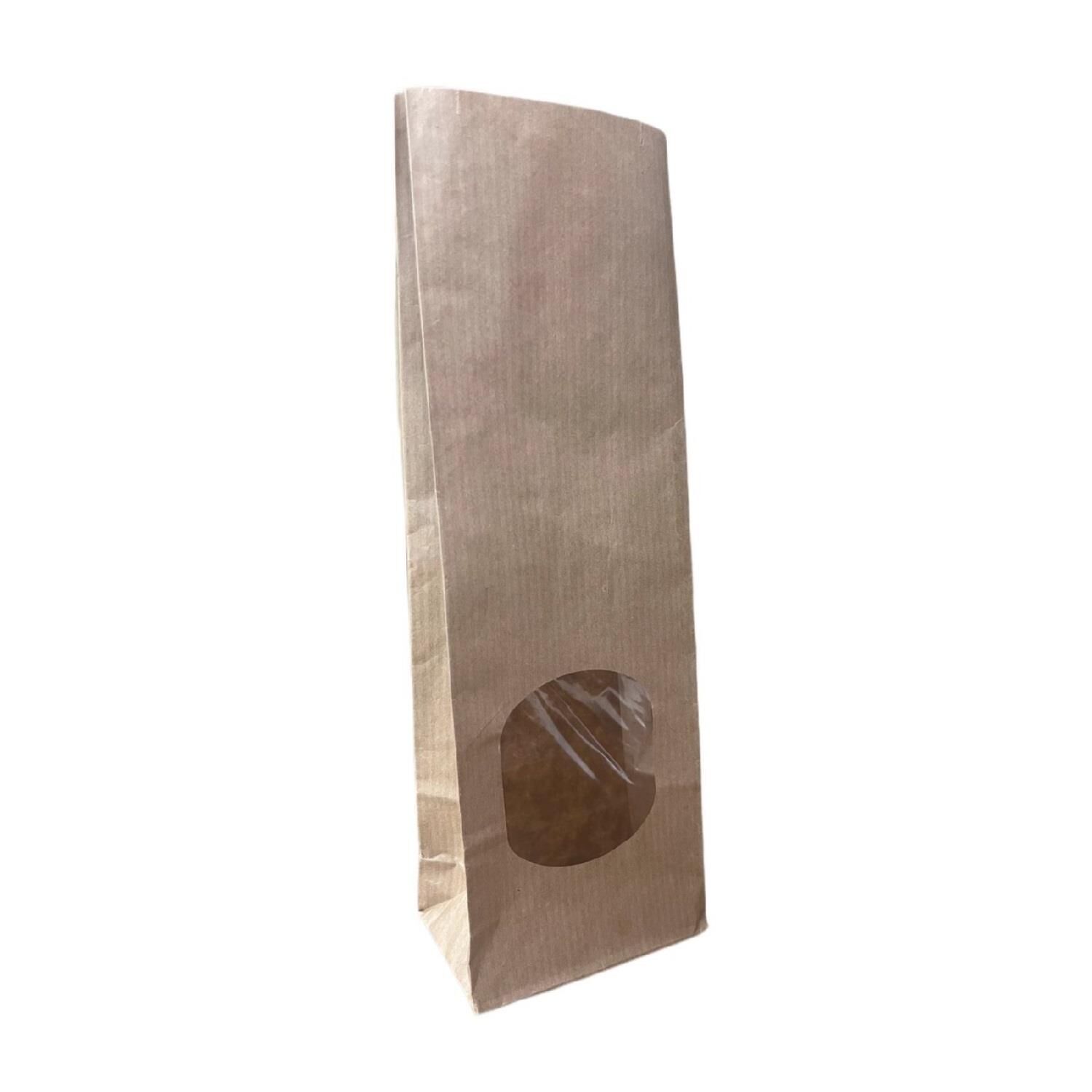 Brown Kraft Windowed Flat-Bottom Paper Bag M 8×25×5cm