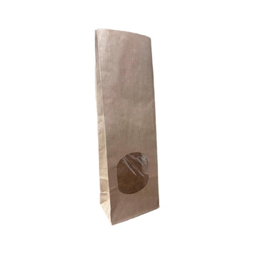 Kraft Windowed Gusseted Paper Bag Small 7×20.5×4 cm Recyclable