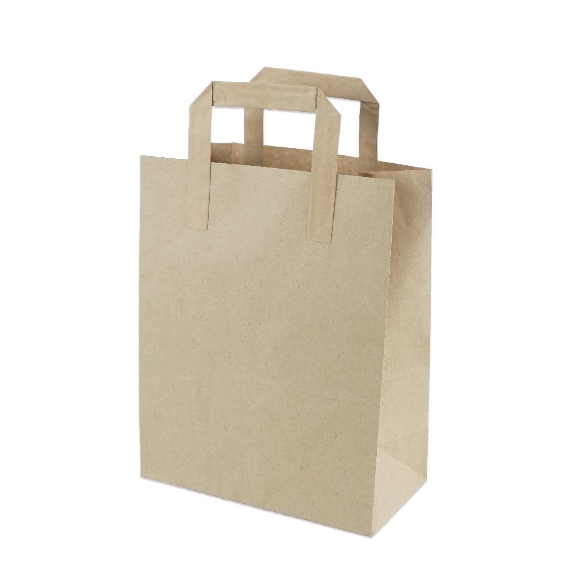 Small Brown Kraft Paper Bag with Flat Base and Handles