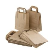 Small Brown Kraft Paper Bag with Flat Base and Handles