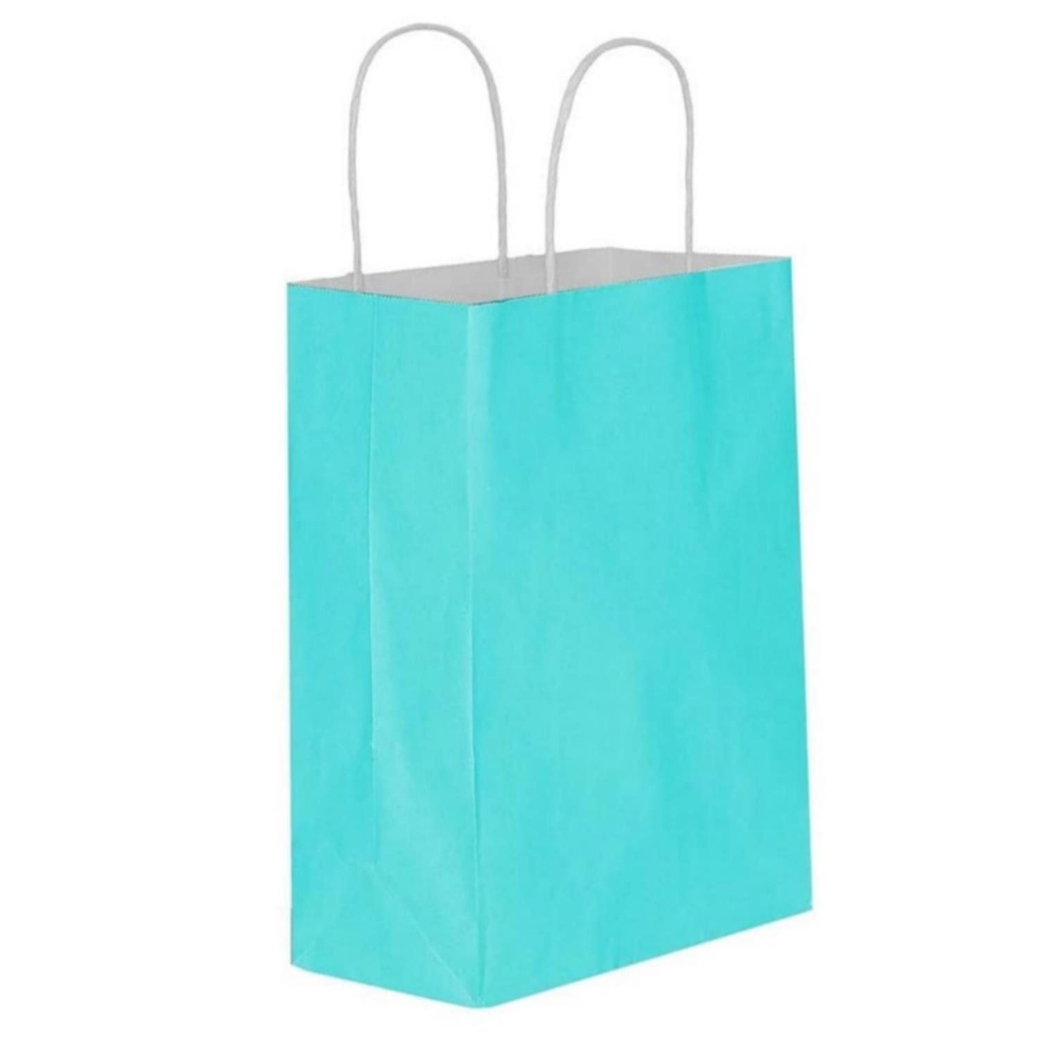 Blue Twisted Handle Kraft Paper Carrier Bag 32x40x12 cm