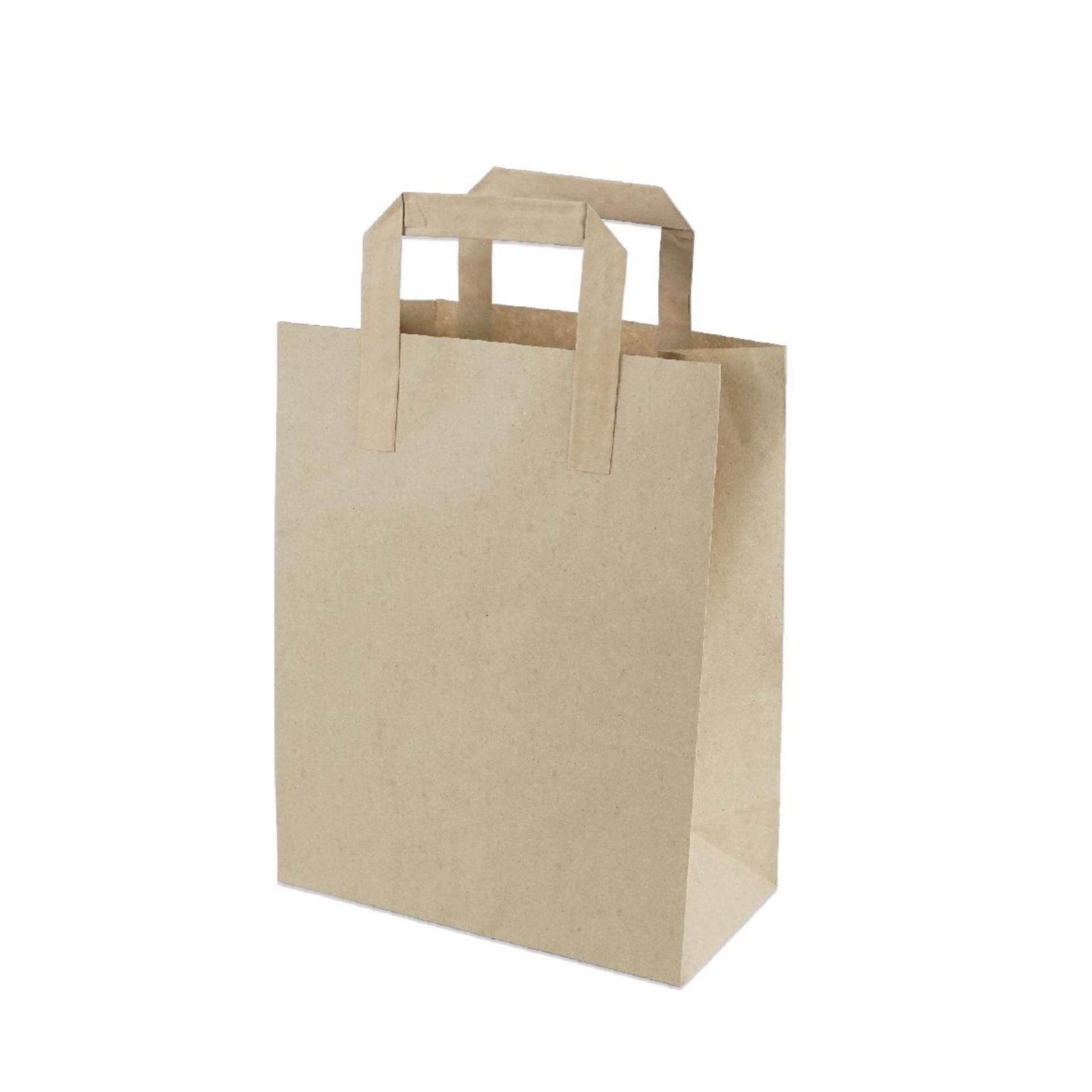 Mini Kraft Paper Carrier Bag with Flat Handles 18x24x8cm Brown