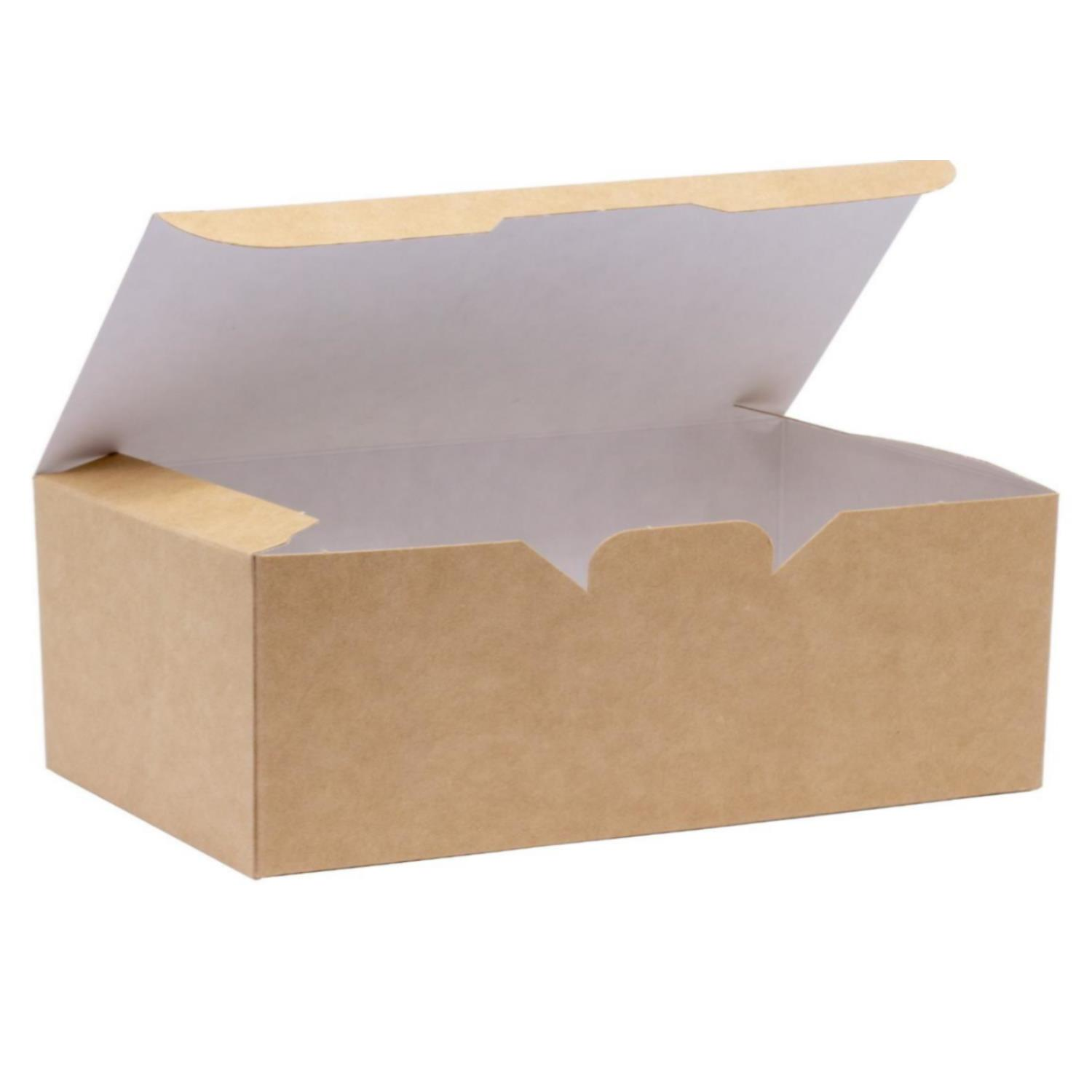 Kraft Cardboard Nugget Box Large 12x22x8cm Ventilated Food-Safe Grease-Resistant