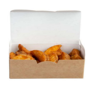 Kraft Cardboard Nugget Box Large 12x22x8cm Ventilated Food-Safe Grease-Resistant