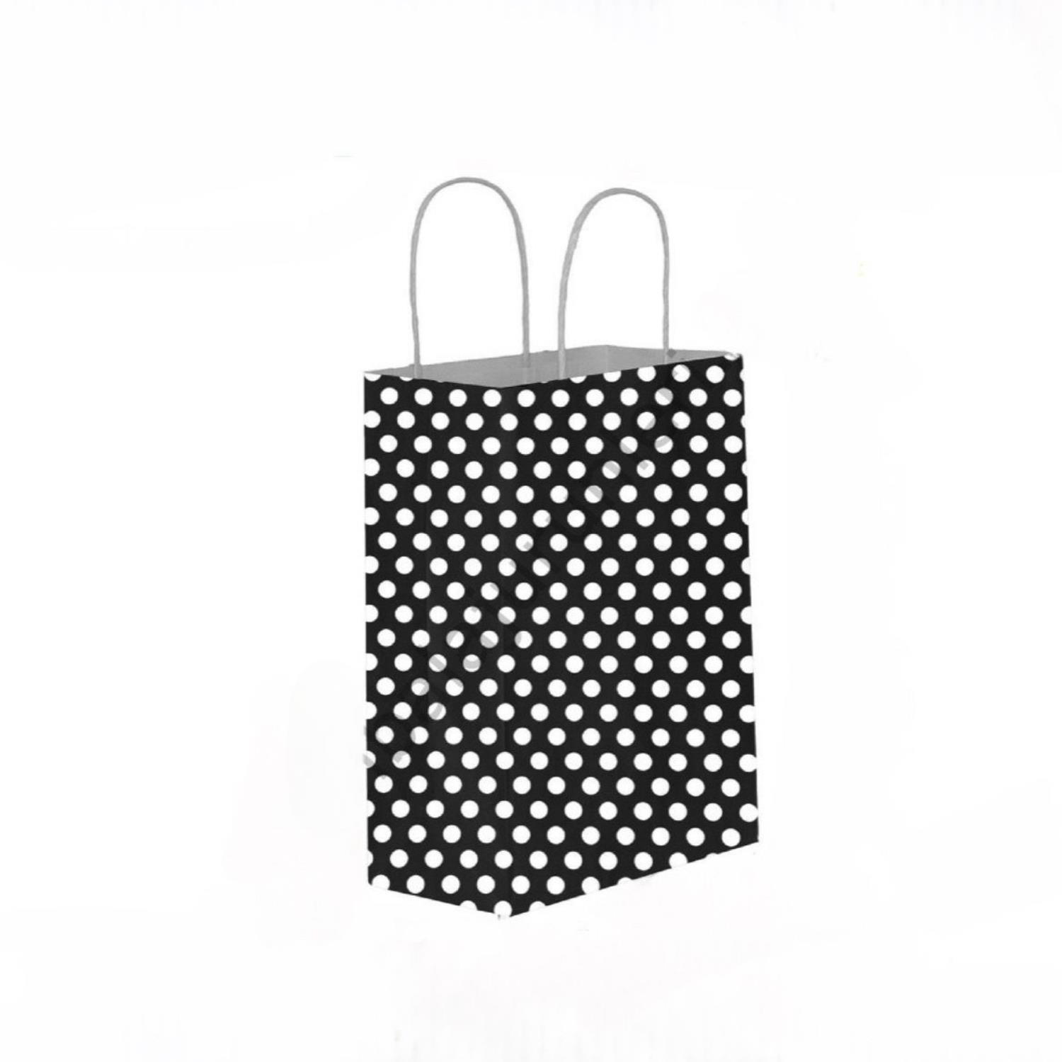 Black Polka-Dot Kraft Gift Bag with Twisted Handles 18×24×8cm