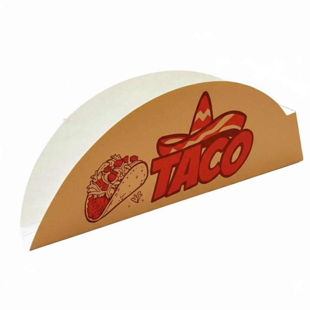 Printed Kraft Taco Holder Box – Sturdy Fast‑Food Single‑Serve Dispenser