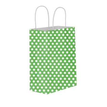 Green Polka Dot Kraft Paper Gift Bag with Twisted Handles
